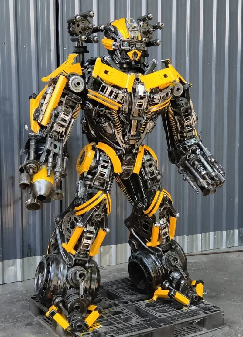 Metal Art – 79" Bumblebee Inspired Recycled Metal Sculpture